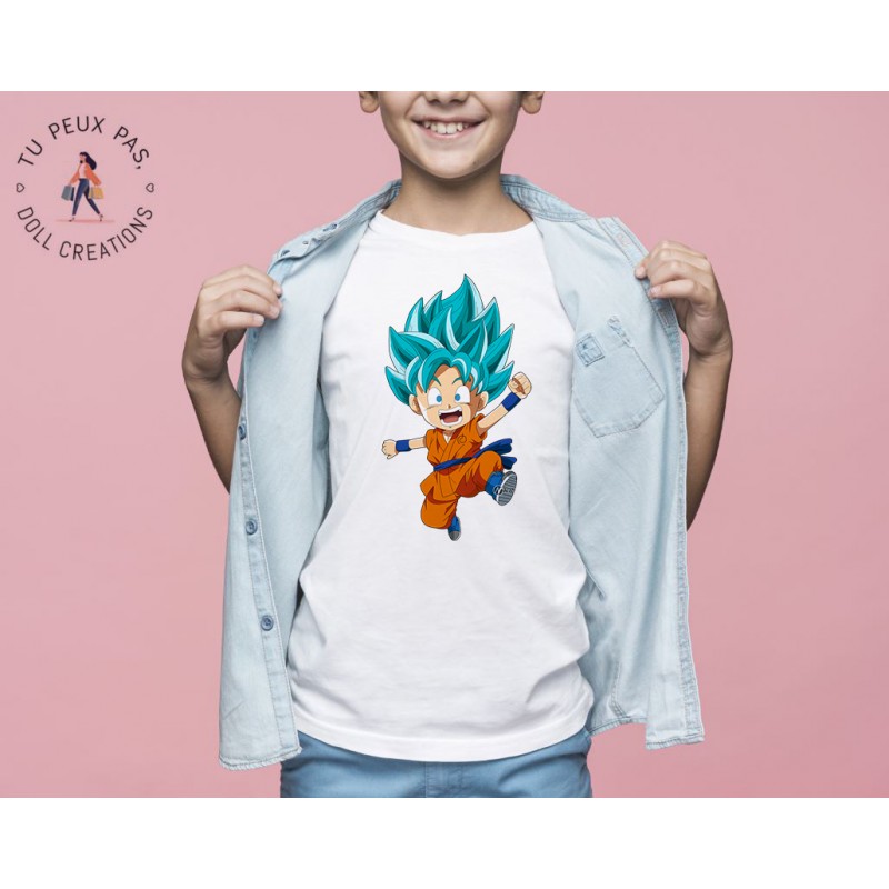 T-shirt Dragon Ball Z San Goku Blu - Cadeau enfant fille et garçon