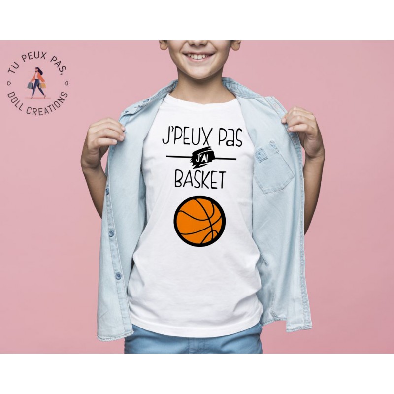 T-shirt Je peux pas j'ai basket - Cadeau enfant fille et garçon