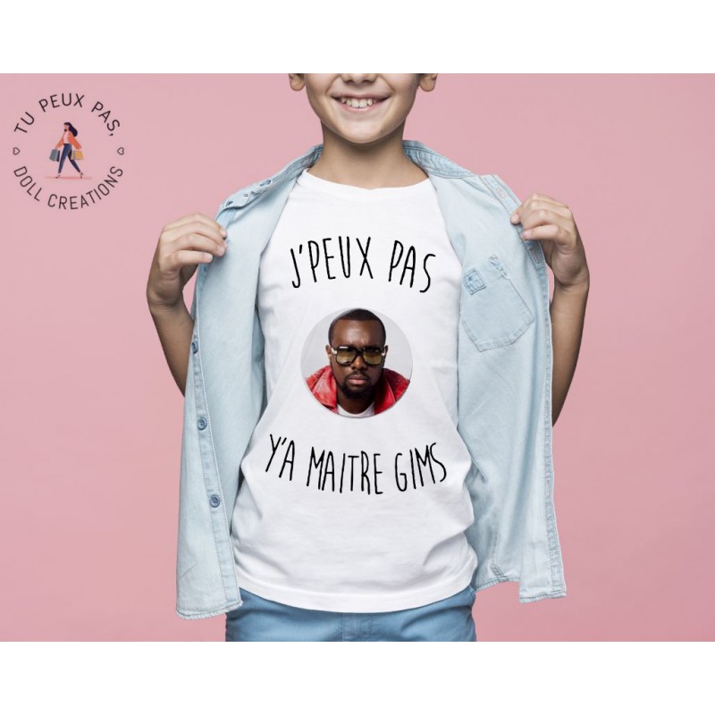T-shirt Je peux pas j'ai Maître GIMS - Cadeau enfant fille et garçon