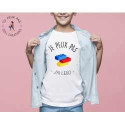 T-shirt Je peux pas j'ai Lego - Cadeau enfant fille et garçon