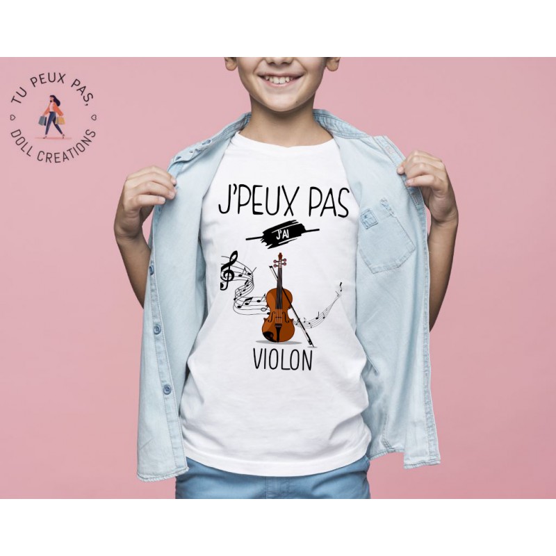 T-shirt Je peux pas j'ai violon musique - Cadeau enfant fille et garçon