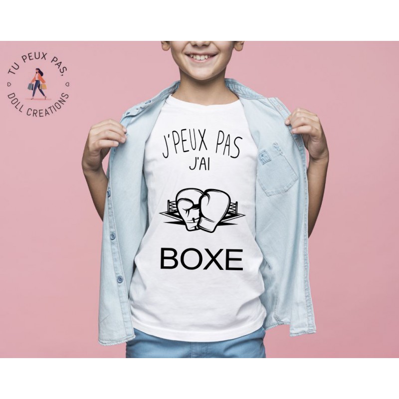 T-shirt Je peux pas j'ai boxe sport - Cadeau enfant fille et garçon