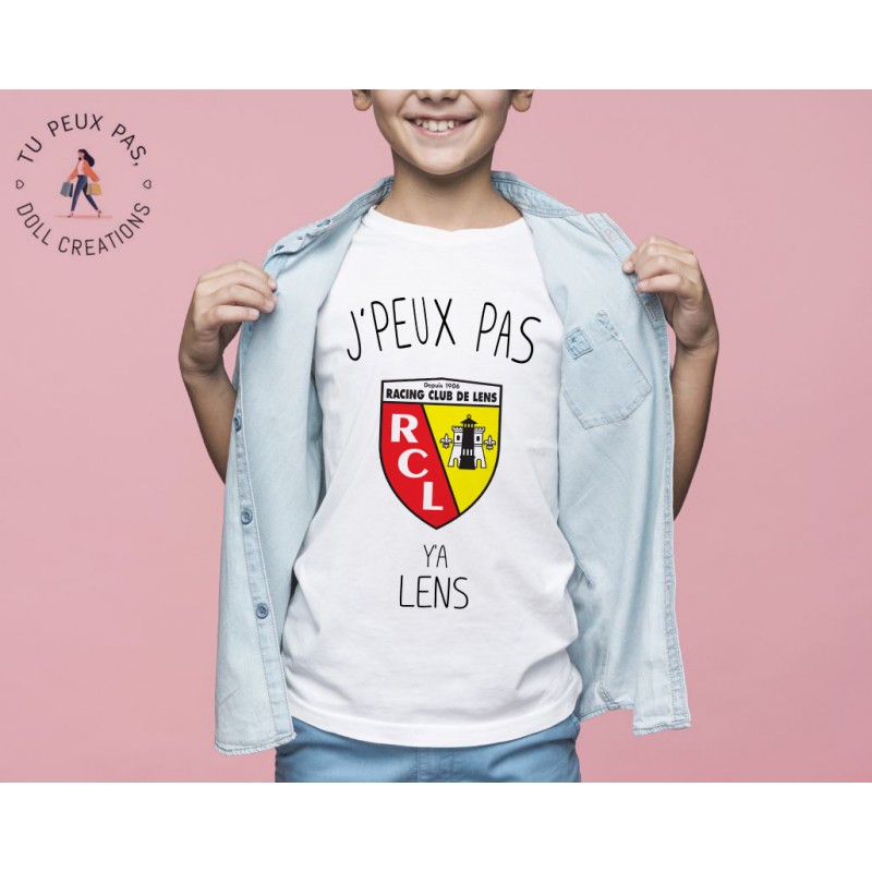 T-shirt Je peux pas j'ai y a Lens foot sport - Cadeau enfant fille et garçon