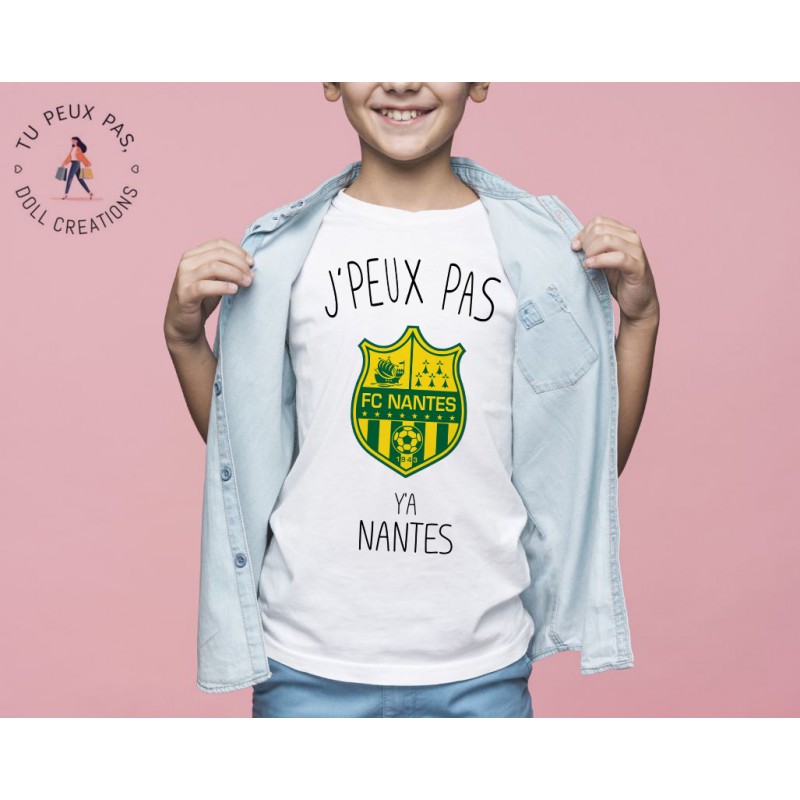T-shirt Je peux pas j'ai y a Nantes foot sport - Cadeau enfant fille et garçon