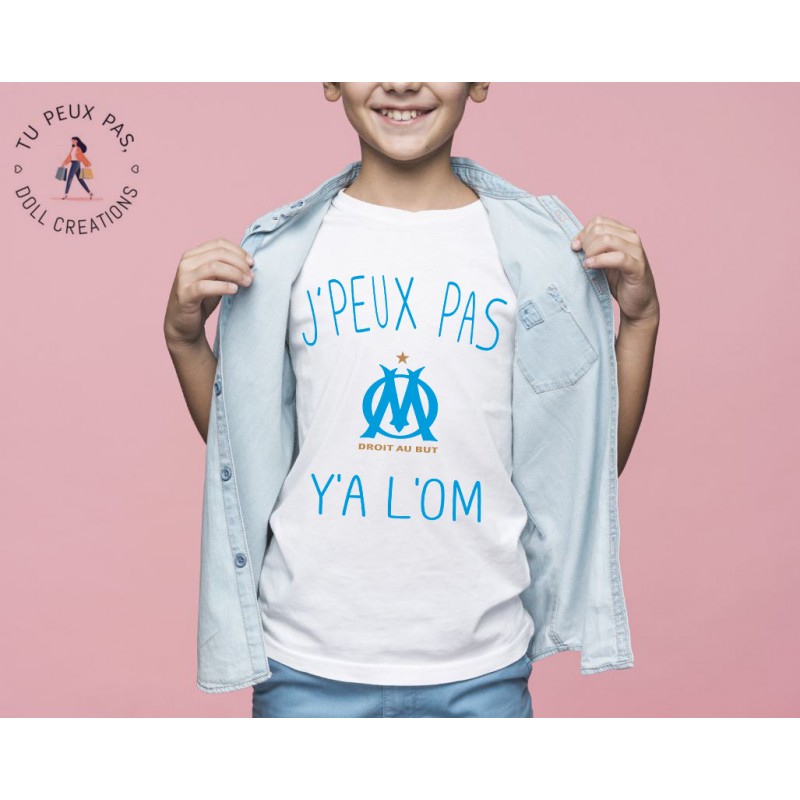T-shirt Je peux pas j'ai y a l'OM foot sport - Cadeau enfant fille et garçon