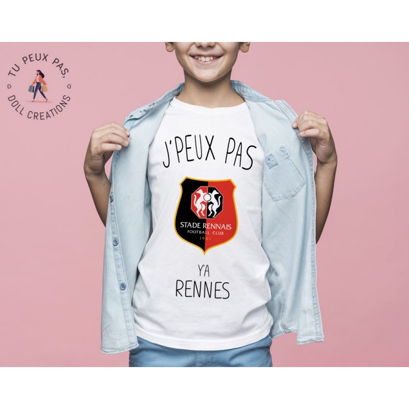 T-shirt Je peux pas j'ai y a Rennes foot sport - Cadeau enfant fille et garçon