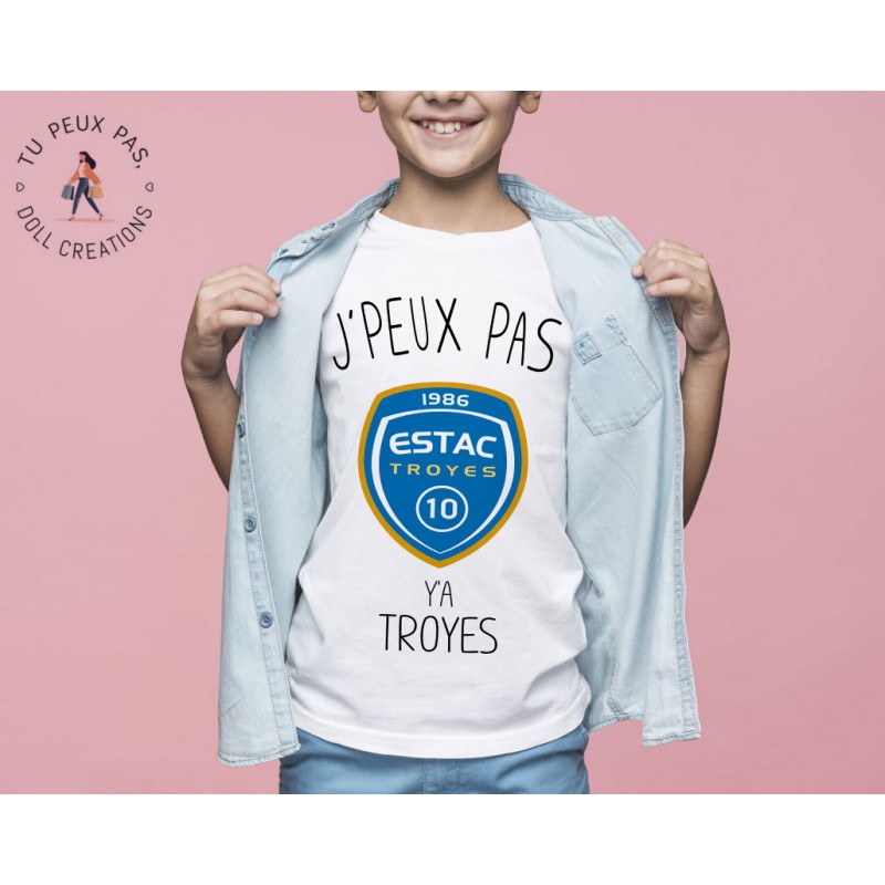 T-shirt Je peux pas j'ai y a Troyes foot sport - Cadeau enfant fille et garçon