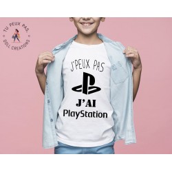 T-shirt Je peux pas j'ai Play Station - Cadeau enfant fille et garçon
