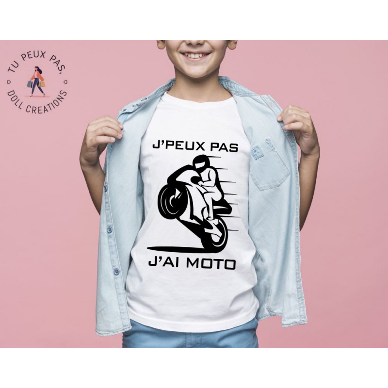 T-shirt Je peux pas j'ai moto - Cadeau enfant fille et garçon