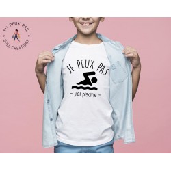 T-shirt Je peux pas j'ai piscine sport - Cadeau enfant fille et garçon
