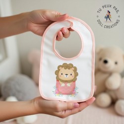 Bavoir bébé lion trop mignon - Rose ou Bleu