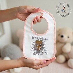 Bavoir Je s'appelle Groot Marvel - Rose ou Bleu