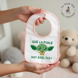 Bavoir Que la force soit avec toi! Yoda - Rose ou Bleu