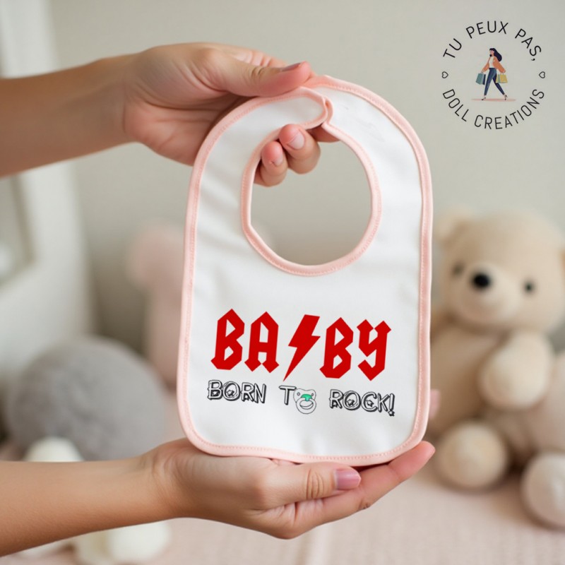 Bavoir Baby born to rock - Rose ou Bleu