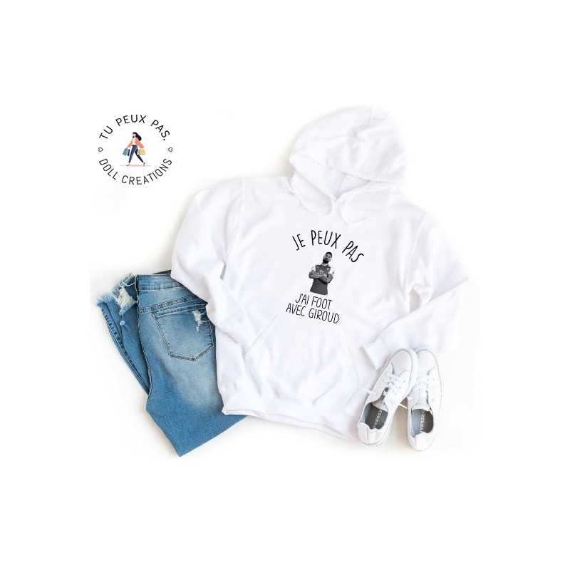 Sweat à Capuche Je peux pas j'ai foot avec Giroust - Homme ou Femme