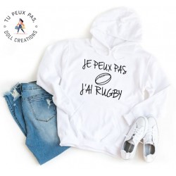 Sweat à Capuche Je peux pas j'ai rugby - Homme ou Femme