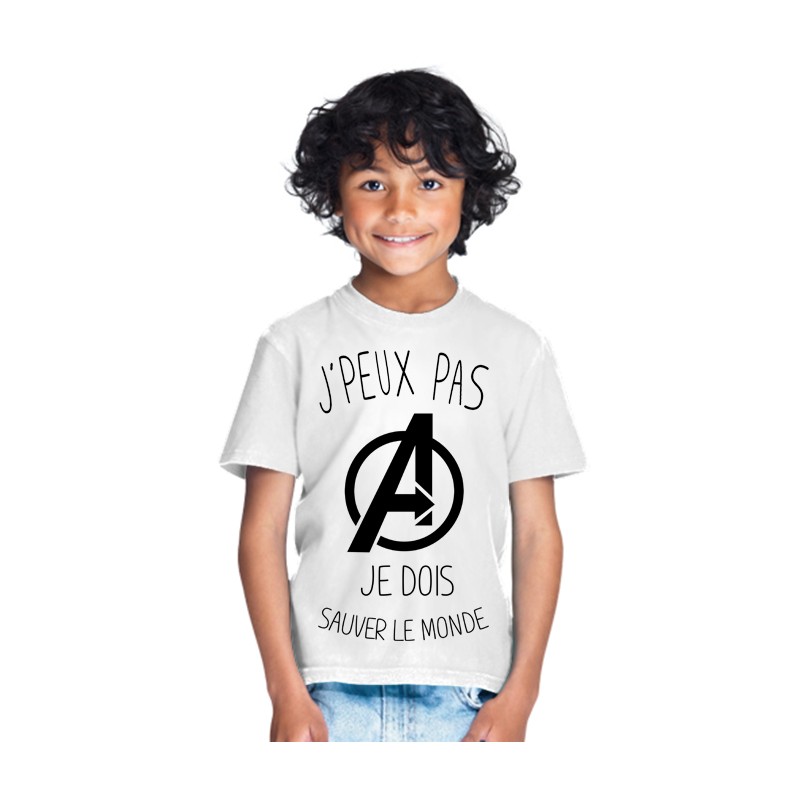 T-shirt Je peux pas je dois sauver le monde - Cadeau enfant fille et garçon