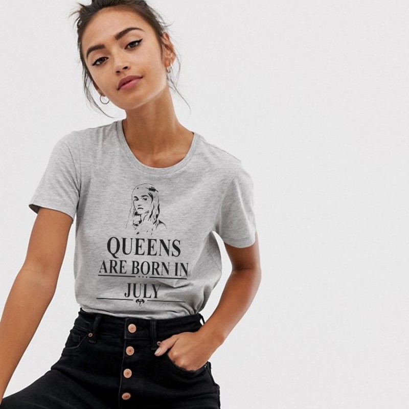T-Shirt Queens are born in Mois de ton choix - Femme Khaleesi Girl Boss