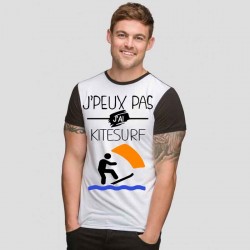 Tshirt je peux pas j'ai kitesurf   bicolore noir/blanc