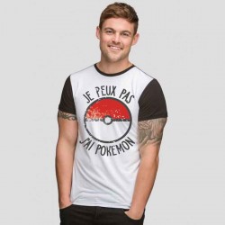 Tshirt Je peux pas j'ai Pokemon   bicolore noir/blanc