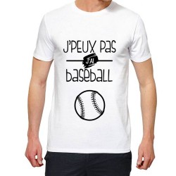 t-shirt je peux pas j'ai baseball nb - cadeau homme