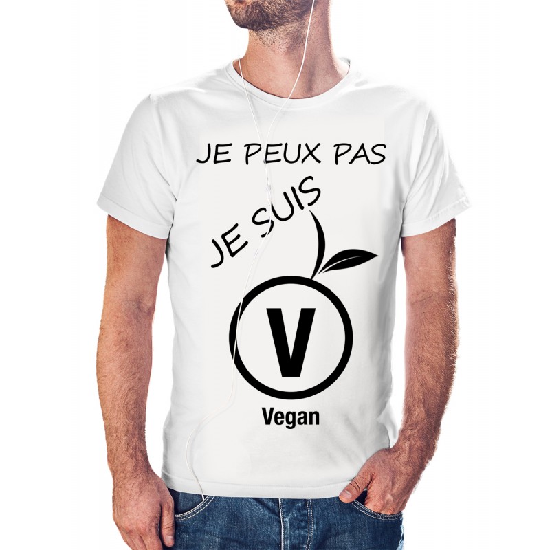 t-shirt je peux pas je suis vegan - cadeau homme