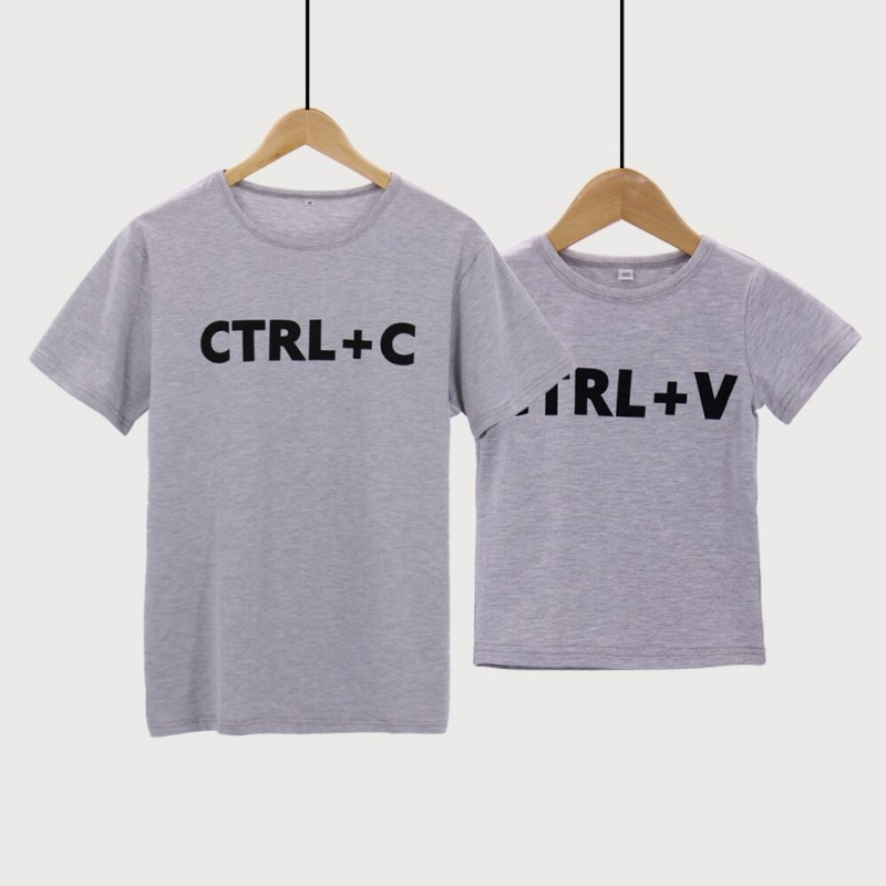 T-shirt CTRL C + CTRL V Ensemble père et enfant Gris