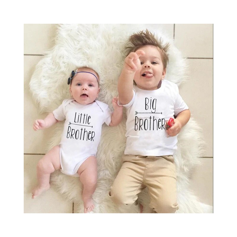 Body bébé Little Brother + T-Shirt enfant Big Brother - Coffret Cadeau