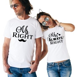 T-Shirt Mr Right homme et Tshirt Ms Always right femme pour couple