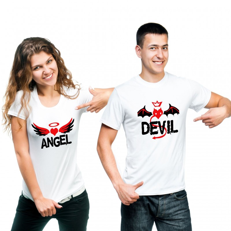 T-Shirt Devil Homme et tshirt Angel femme pour couple