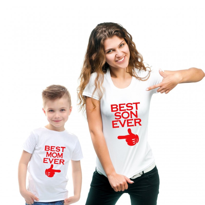 T-shirt Best Mom ever Femme - Best Son Ever Enfant Ensemble mère et fils