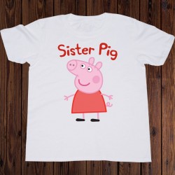 T-shirt Sister Pig  - Cadeau enfant fille et garçon