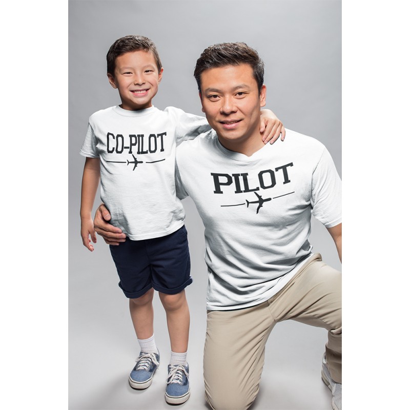 T-shirt Homme assorti avec tshirt Enfant Copilote et Pilote