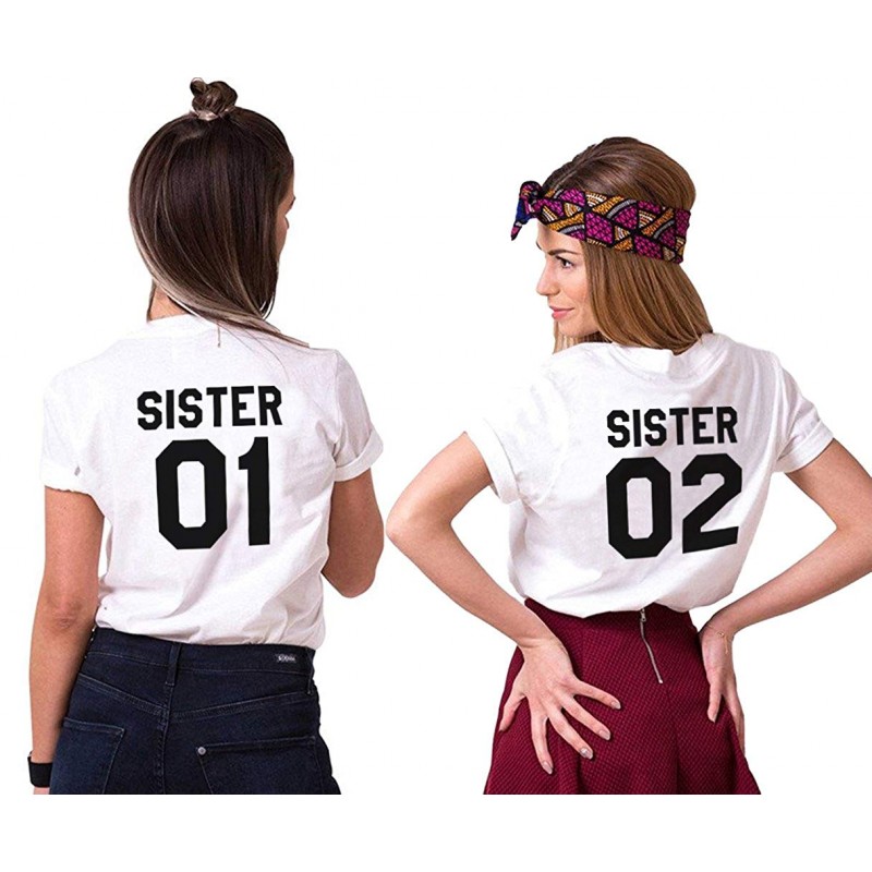 T-Shirt Sister Imprimé Tops à Manches Courtes Casual Été personnalisable