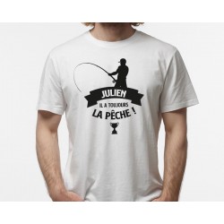 T-shirt meilleur pêcheur avec prénom personnalisable
