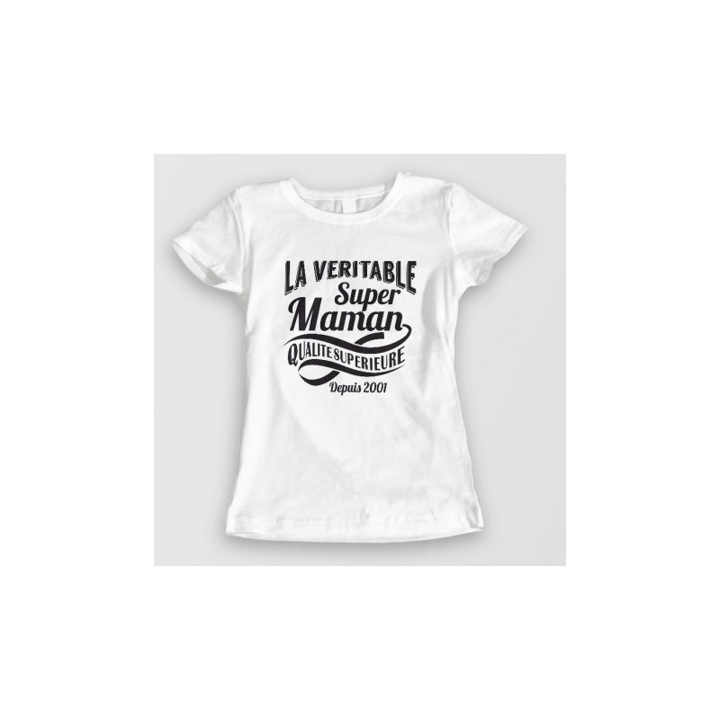T-Shirt La véritable super maman Personnalisable - Femme