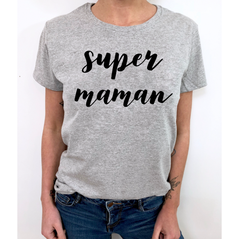 T-Shirt Super maman élégance - Femme Cadeau Taille S Couleur Gris