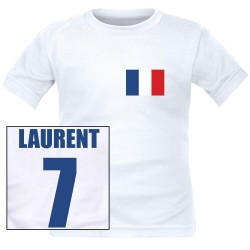T-shirt France Flocage nom et numéro au dos - Cadeau enfant fille et garçon