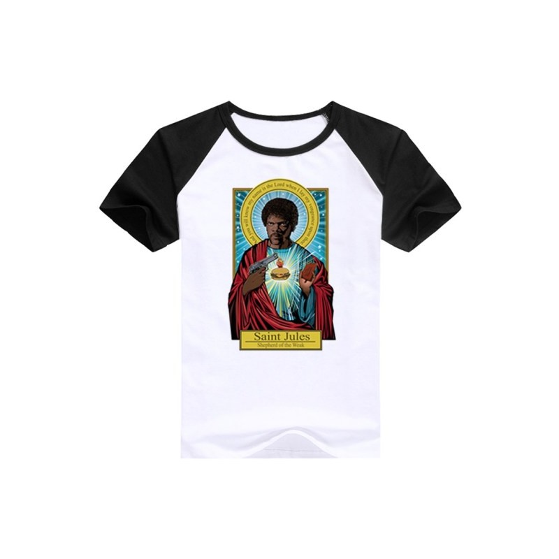 Tshirt Pulp Fiction – Saint Jules – Samuel L Jackson bicolore noir/blanc