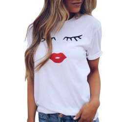 T-Shirt Visage femme lèvre rouge - Femme