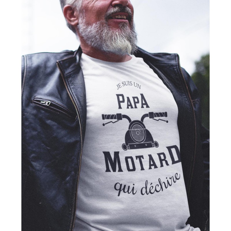 Homme Je Suis Un Papa Motard Qui Déchire Cadeau Pour Un Papa T-Shirt