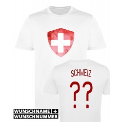 T-shirt Suisse - Maillot football avec prénom et numéro
