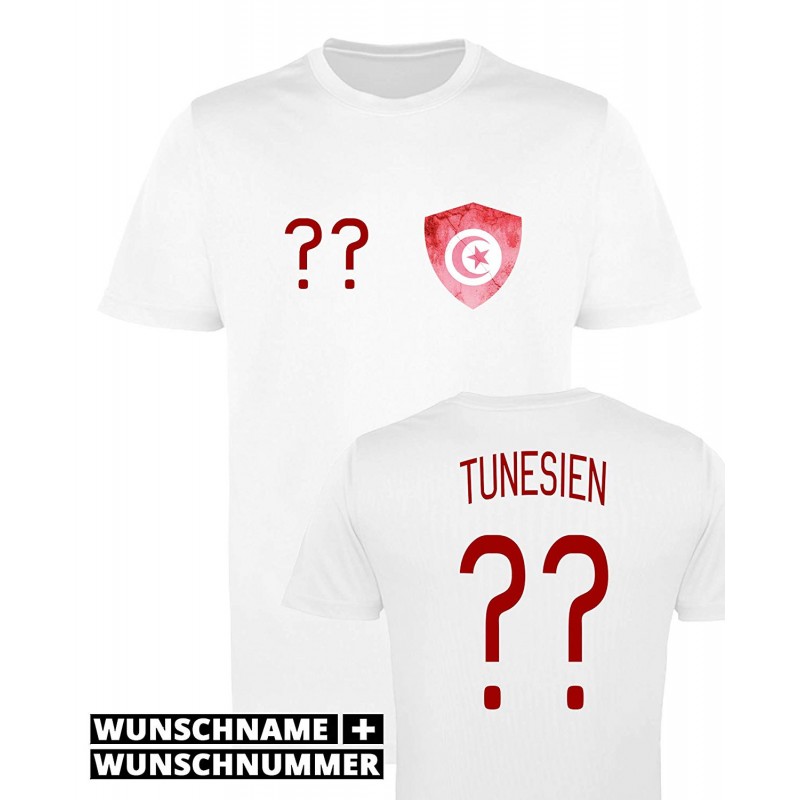 Maillot Football Tunisie - Tee Shirt football imprimable avec prénom et numéro