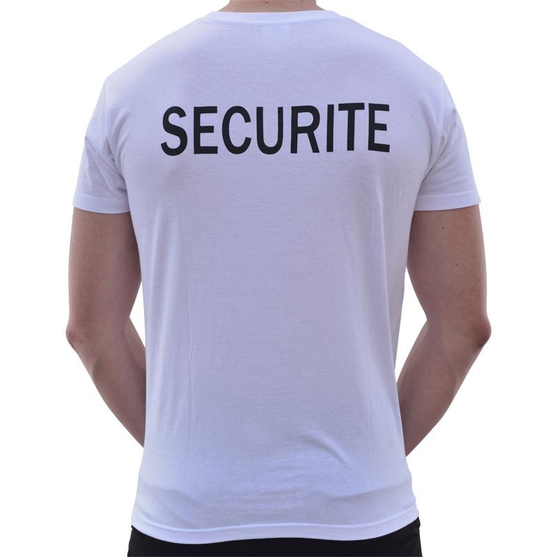 T-shirt avec texte Sécurité sur les deux faces du tee shirt - homme