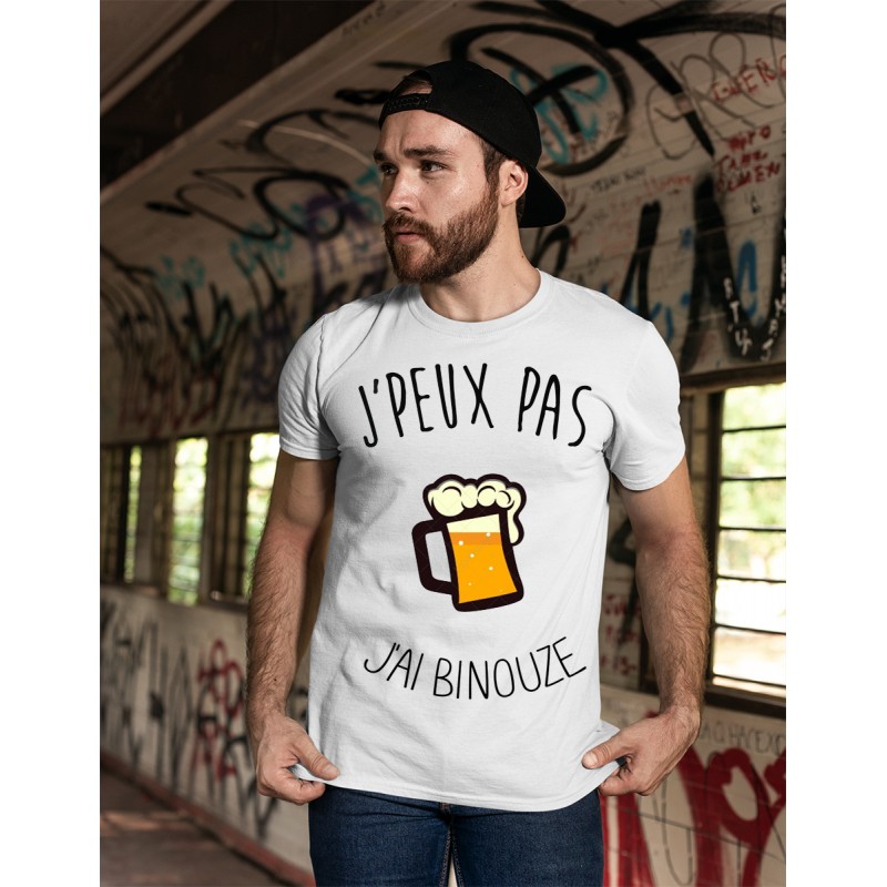 t-shirt j'peux pas j'ai binouze - cadeau homme bière Taille S