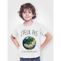T-shirt Je peux pas je dois sauver la planète - Cadeau enfant