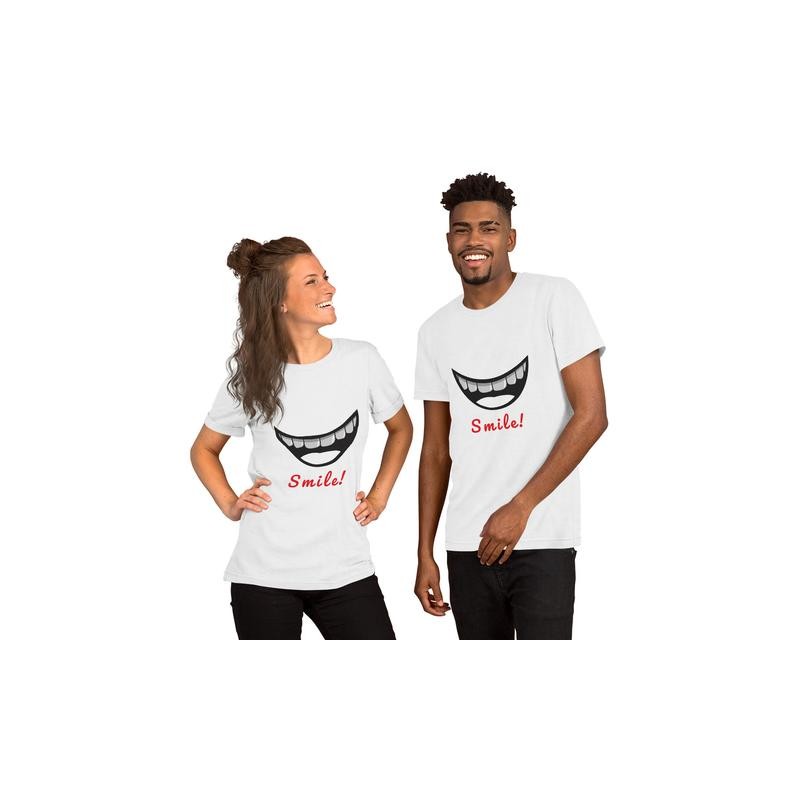 T-Shirt Couple Smile assorti femme homme Saint-Valentin Cadeau Anniversaire