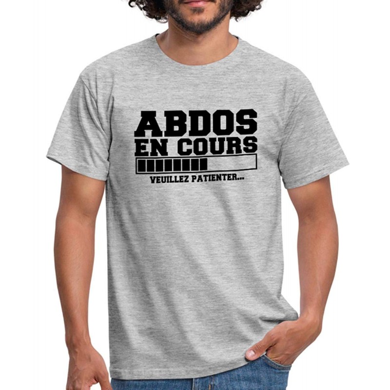 T-shirt Abdos en cours veuillez patienter - Homme gris