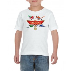 T-shirt avions d'incendie et sauvetage anniversaire avec Numéro & nom personnalisable  - Cadeau enfant fille et garçon