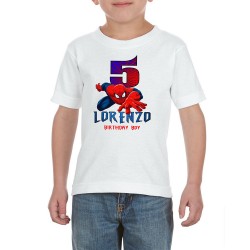 T-shirt Spiderman avec âge & nom personnalisable  - Cadeau anniversaire enfant fille et garçon